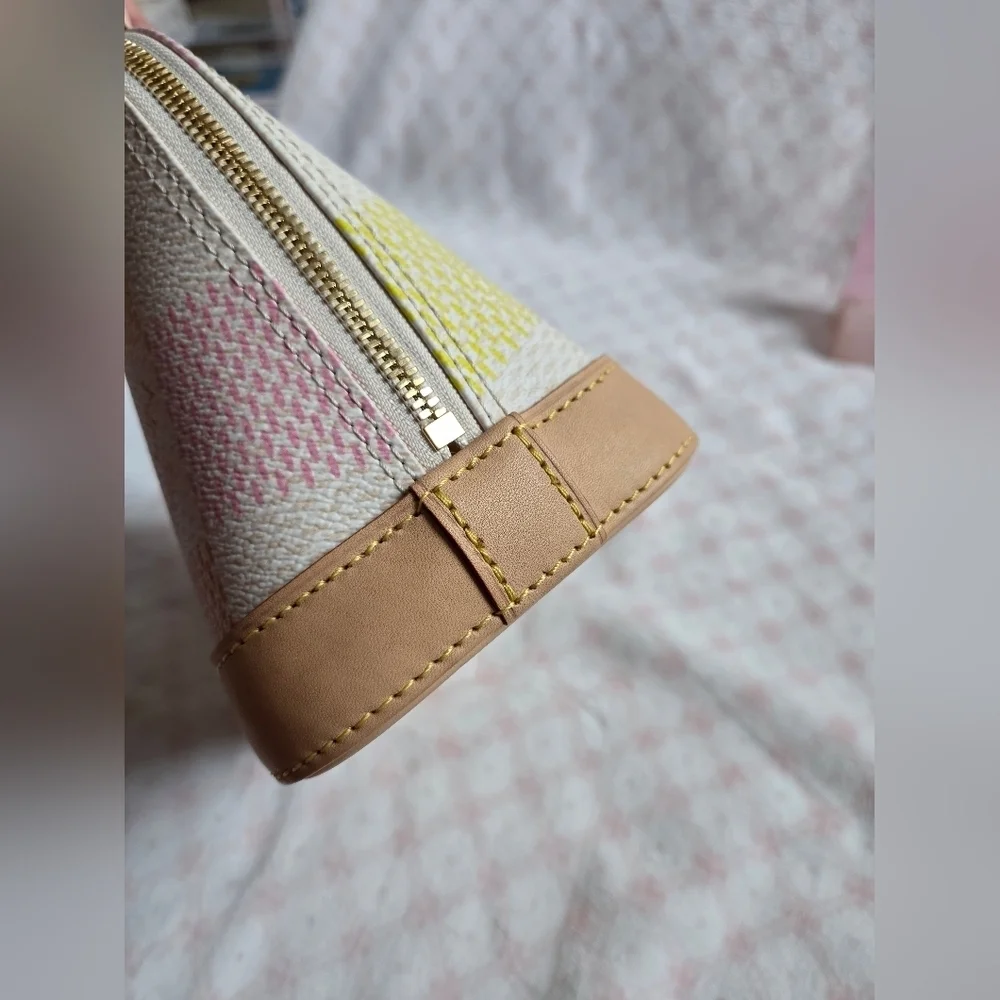 Louis Vuitton Giant Damier Top Handle Bag | Neutral Coated Canvas | Authentic